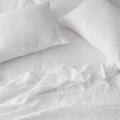 The Citizenry Stonewashed Linen Bed Sheet Set | King | White