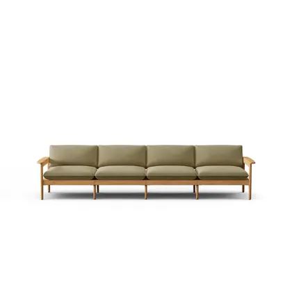 Dunes Teak 4-Seat Sofa - Rosemary - All Weather Fabric
