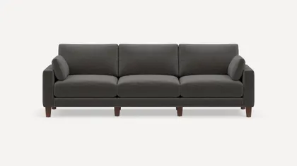 Union 3-Seat Sofa - Heather Charcoal - Performance Chenille / Walnut - Wood / Round Leg