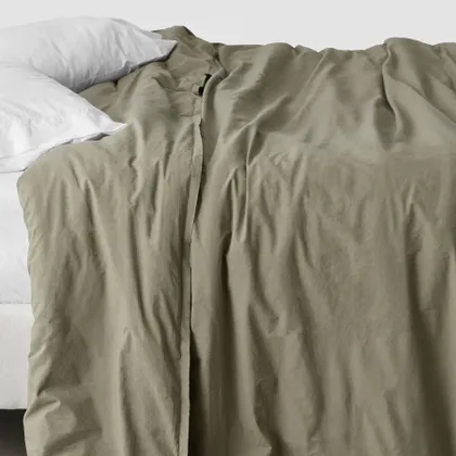 The Citizenry Stonewashed Organic Cotton Percale Duvet Cover | King/Cal King | Duvet Only | Olive