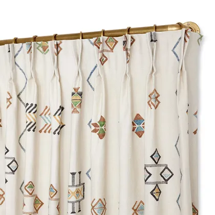 Ecru Cactus Silk French Pleat Curtain by St. Frank | White | 120" Panel | Cotton/Silk