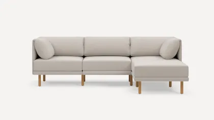 Range 4-Piece Sectional Lounger - Georgia Clay - Performance Chenille / Oak - Wood
