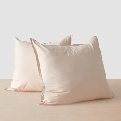 The Citizenry Stonewashed Organic Cotton Percale Euro Shams Set of 3 | Blush