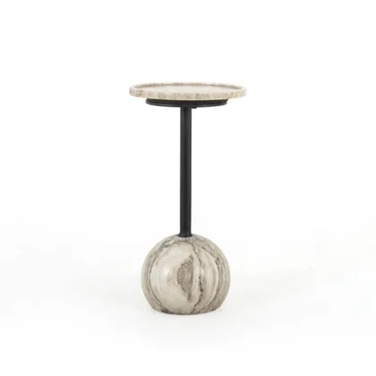 Viola Accent Table-Antique White Marble