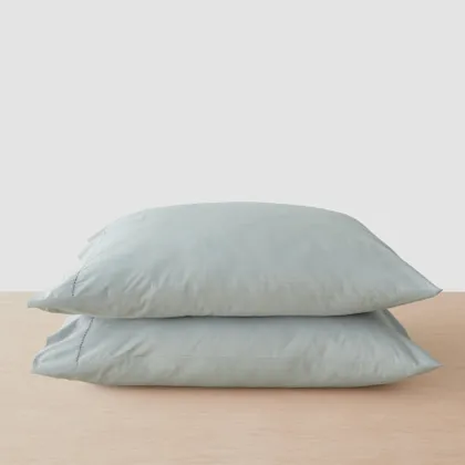 The Citizenry Stonewashed Organic Cotton Percale Pillowcases | Standard | Seaglass