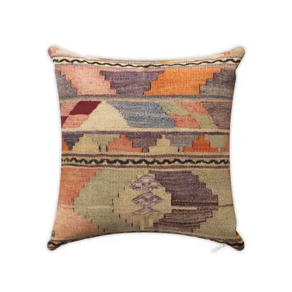Shell Psychedelic Kilim Outdoor Pillow by St. Frank | Orange | 18" W x 18" H | Polyester