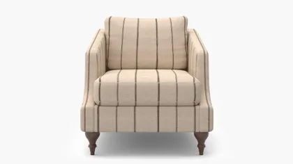 Slope Arm Chair, Cocoa Felix, Walnut Turned Wood Leg
