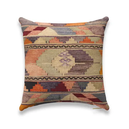 Shell Psychedelic Kilim Pillow by St. Frank | 22" W x 22" H | Linen