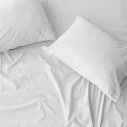 The Citizenry Stonewashed Organic Cotton Percale Bed Sheet Set | Queen | White
