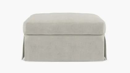 Skirted Cocktail Ottoman, Ivory Luxe Linen