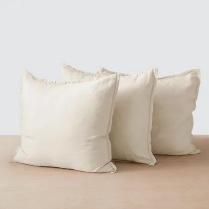 The Citizenry Stonewashed Linen Euro Shams Set of 3 | Ivory