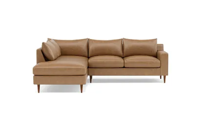 Sloan Leather 3-Seat Left Bumper Sectional