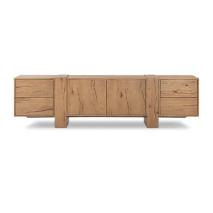 Fisher Media Console-Rustic Amber Oak