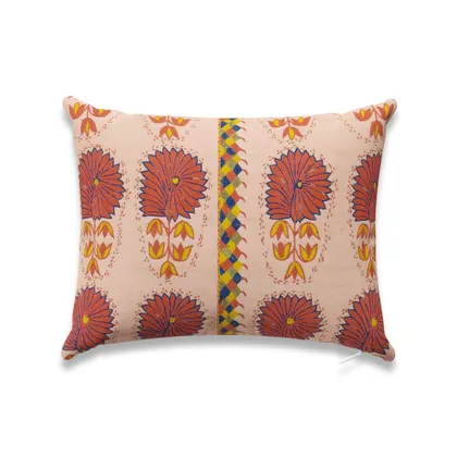Fuchsia Daisy Suzani Outdoor Pillow by St. Frank | Pink | 16" W x 12" H | Polyester