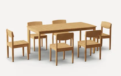 Dunes Outdoor Dining Table & Chairs Set - Set of 6