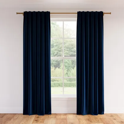 Velvet Curtain, Navy Performance Velvet, 50" x 96", Blackout