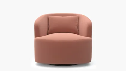 Deco Swivel Chair, Coral Performance Velvet