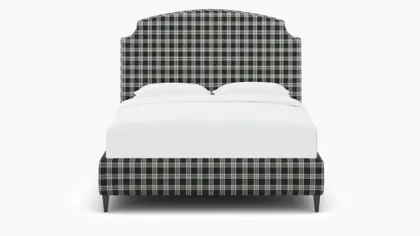 Cove Bed, Barnegat Plaid, Espresso Square Tapered Leg, Queen