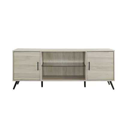 Nora 60" Mid Century Modern 2 Door TV Stand - Birch