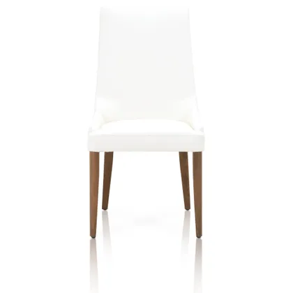 Aurora Dining Chair, Alabaster Leather, Walnut, Set of 2