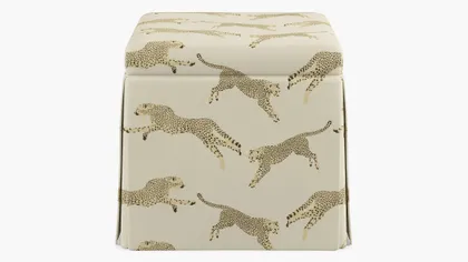 Skirted Storage Ottoman, Desert Cheetah