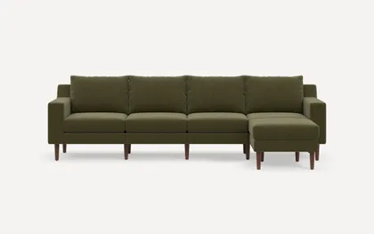 Mercer 5-Piece Reversible Chaise Sectional - Olive - Performance Brushed Chenille