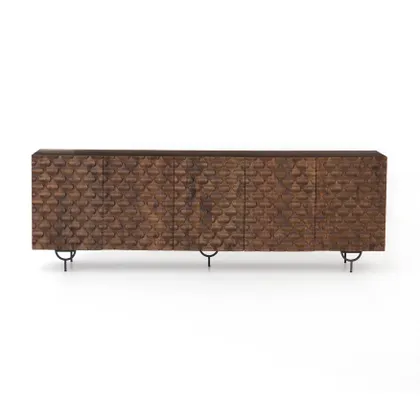 Rio Media Console-Round Cut Antique Brwn
