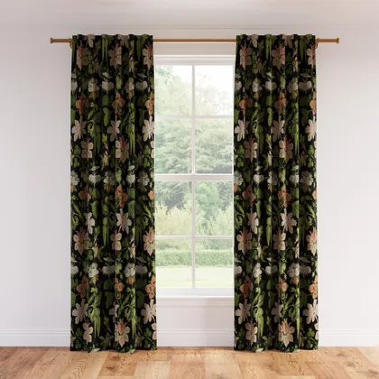 Printed Linen Curtain, Coral Onyx Rossetta, 50" x 96", Privacy