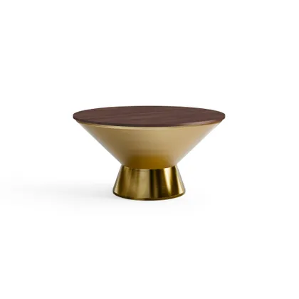 Kettle Coffee Table - Brass - Metal / Walnut - Wood