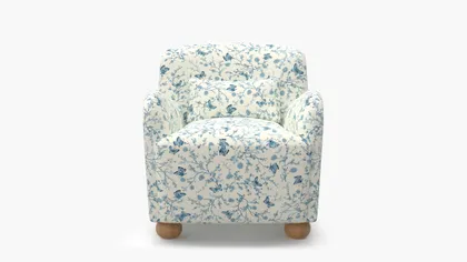 Club Chair, Delft Mariposa, Natural Bun Foot