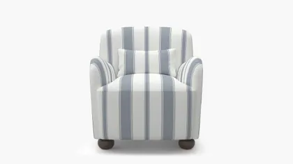 Club Chair, French Blue Clarence Stripe, Espresso Bun Foot