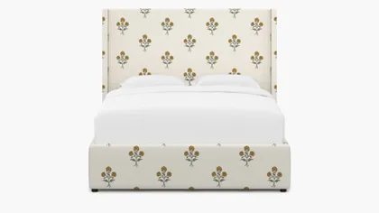 Modern Wingback Bed, Marigold Delphine, Twin