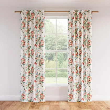 Printed Linen Curtain, Rose Peacock Park, 50" x 96", Privacy