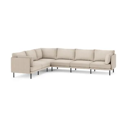 Field 6-Piece Sectional - Oatmeal - Performance Chenille / Black - Metal