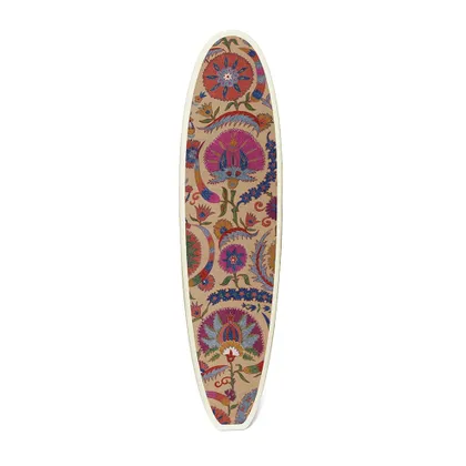 Bright Botanical Suzani Surfboard by St. Frank | Funboard 84" H | Cotton/Silk