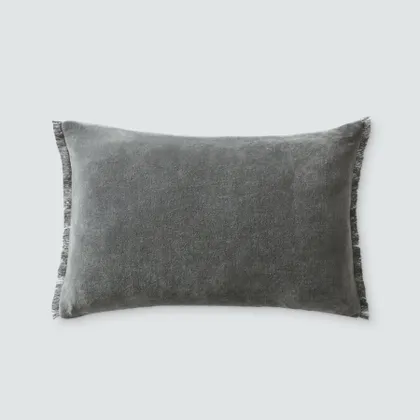 The Citizenry Naveta Velvet | Small Lumbar Pillow | 12" x 20" | Blue