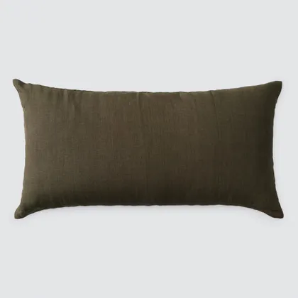 The Citizenry Prisha Linen Pillow | 14" x 30" | Olive