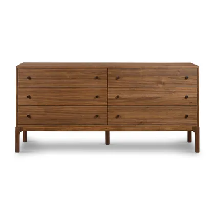 Arturo 6 Drawer Dresser - Natural Walnut Veneer
