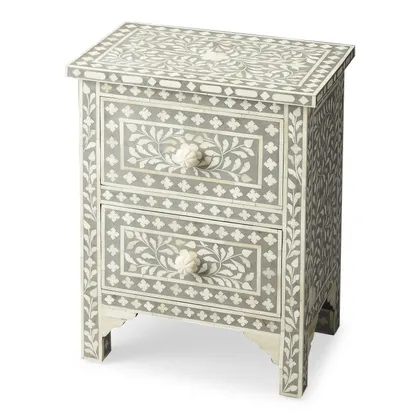 Vivienne Gray Bone Inlay Accent Chest