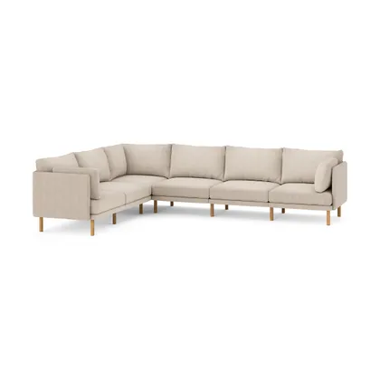 Field 6-Piece Sectional - Oatmeal - Performance Chenille / Oak - Wood