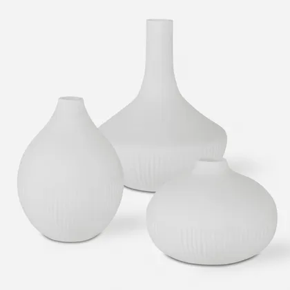 Apothecary Satin White Vases Set/3