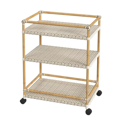 Tobias Beige and White Outdoor Bar Cart