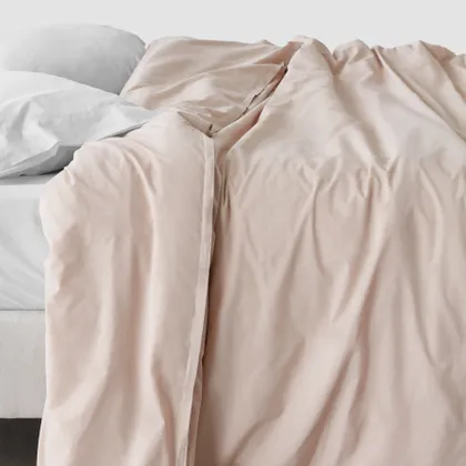 The Citizenry Stonewashed Organic Cotton Percale Duvet Cover | Full/Queen | Duvet + Sham Set | Blush