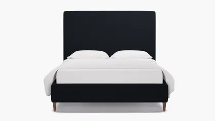 Classic Bed, Navy Everyday Linen, Walnut Square Tapered Leg, Full