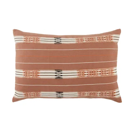 Phek Hand-Loomed Tribal Mauve/ Cream Pillow Cover (16"X24" Lumbar)
