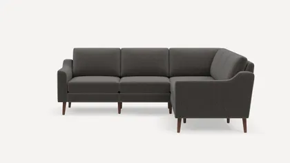Nomad 5-Seat Corner Sectional - Heather Charcoal - Performance Chenille / Walnut - Wood / Slope