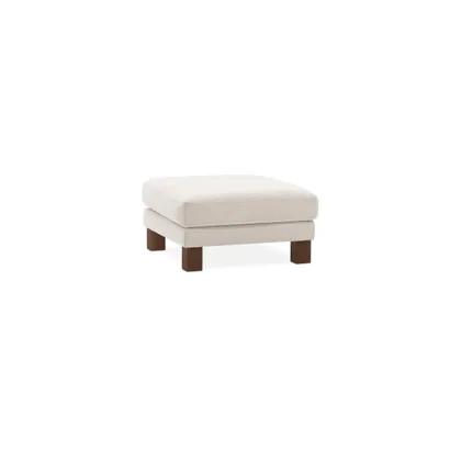 Union Ottoman - Ivory - Performance Chenille / Walnut - Wood / Square Leg
