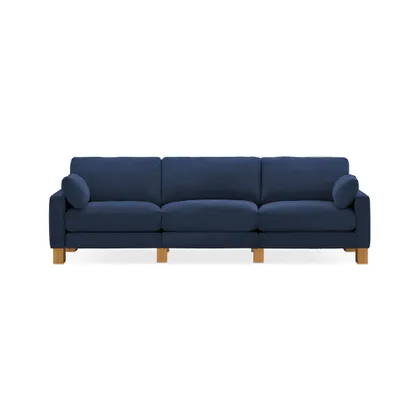 Union 3-Seat Sofa - Navy Blue - Performance Chenille / Oak - Wood / Square Leg
