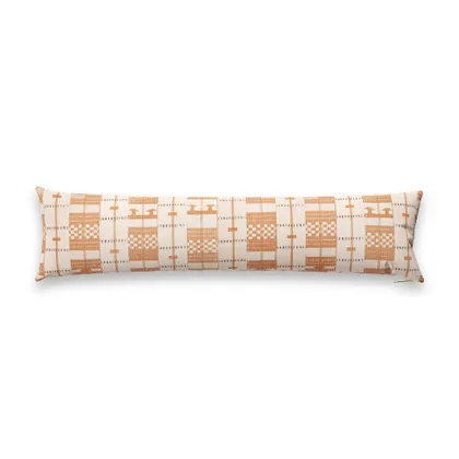 Sand Block Yoruba Pillow by St. Frank | Orange | 48" W x 12" H | Cotton/Silk/Linen
