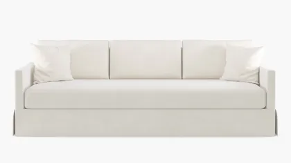 Skirted Track Arm Sofa, White Classic Velvet, Standard (39")